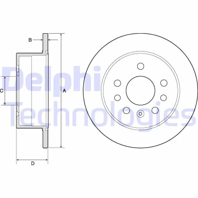 Bild av DELPHI BG2879 Disque de frein 260 10 5 plein huilé non traité sans roulement roue, bague ABS OPEL: Calibra A, Vectra A Berline, CC