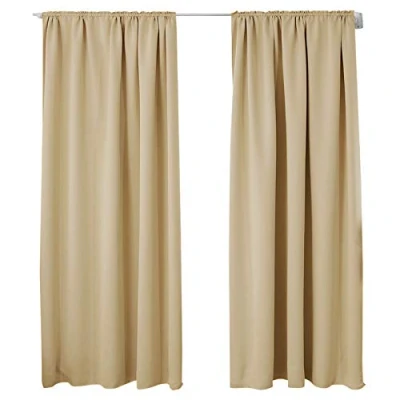 Bild av WOLTU #330 2, 2 x Gardin draperi med blickfång delat set mörkerhänge termoskram örsband kraftig mörkergardine matt, 135 225 cm, Champagne