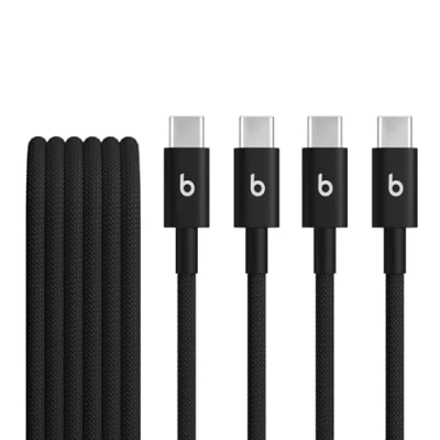 Bild av Beats vävd usb c till kabel, 2 pack, snabbladdning, tålig/trasselfri, kompatibel laddare Apple och Android enheter (1,5 m) Sprintsvart