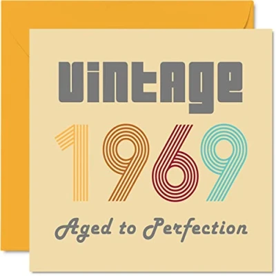 Bild av 55 årsfödelsedagskort för män kvinnor vintage 1969 åldrad till perfektion födelsedagskort roligt henne honom, 145 mm x bästa vän födelsedag gratulationskort mamma pappa farfar