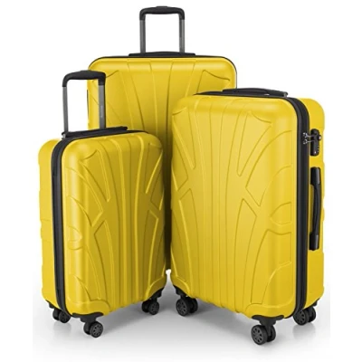 Bild av Suitline Koffer i 3 Größen, Vagnset Rollkoffer Hartschalen Reisekoffer (55 cm, 66 76 cm) Zwillingsrollen, 15 Verschiedene Farben, gUL, SET OF 3, Bagageset