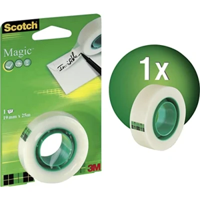 Bild av Scotch Magic Tape 1 rulle, 19 mm x 25 m osynlig tejp för allmänna ändamål reparation, märkning och tätning av dokument