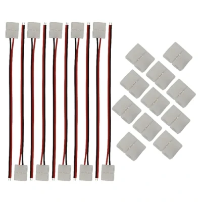 Bild av CESFONJER 2 poler LED slingkontakt (10 st.), stift anslutningskabelanslutning för 8 mm bred SMD 3528 2835 enfärgade remsa, utan lödning.