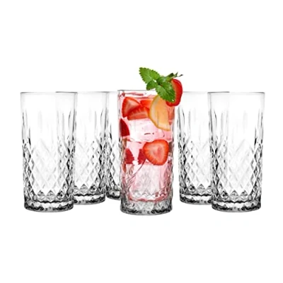 Bild av Glasmark Krosno Vattenglas Drinkglas Set Long Drink Cocktail Gin Vatten Glas Cocktailglas Diskmaskin Säker Transparent med Kristalleffekt 6 x 300