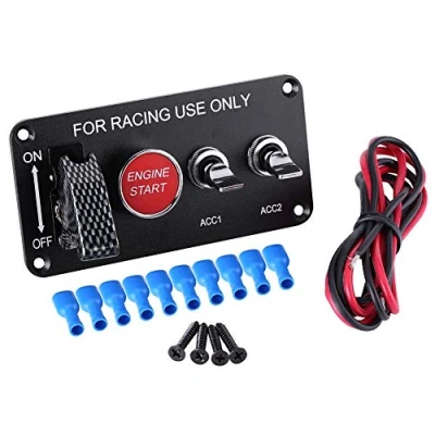 Bild av T?ndningsbrytarpanel, racingpanel motorstart tryckknapp startpanel f?r 12 V racerbilar och biltillbeh?r husbil