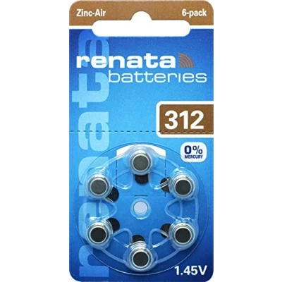 Bild av 60 x Renata Gr. 312 hörapparatbatterier 10 6 blister PR41 brun
