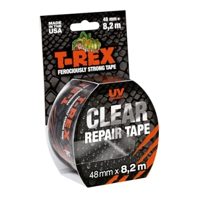 Bild av T Rex 820 48 Transparent tejp Flexibel armeringstejp för osynliga reparationer och infästningar Väderbeständig mångsidig mm x 8,2 m