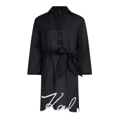 Bild av KARL Lagerfeld DNA Signature Sheer Beach Strandaccessoar, Storlek: Large, Black