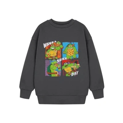 Bild av Teenage Mutant Ninja Turtles Pojkar grå tröja Have A Slice Day Grafisk TMNT barnkläder Leonardo, Michelangelo, Donatello &amp; Raphael Rolig tecknad film varor