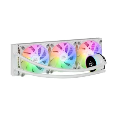 Bild av MARSGAMING ML LCD360, AIO Vätskekylning, TDP 600W, 3x FDB ARGB 120mm Fläktar, LCD Display med Temperaturövervakning, Opti Chamber 3rd Gen Pump, Universell Multisocket, Vit
