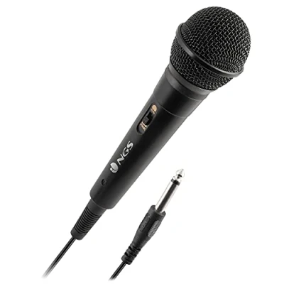 Bild av NGS SINGER FIRE Dynamisk Sångmikrofon, Mikrofon med 3 meter Kabel, 6,3 mm Jackanslutning och On/Off Knapp