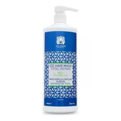Bild av Valquer Profesional hårmask för skadat och torrt hår. Ishårmask total reparation iseffekt. Inget salt, inga parabener sulfater. Vegan 1 000 ml