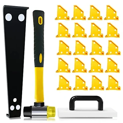 Bild av Zozen laminatgolvverktyg, golvbeläggningssats, vinylgolvbeläggningsverktyg knackblock med handtag, 2 i 1 avståndshållare, tung plikt dragbar, förstärkt dubbelfaced Mallet