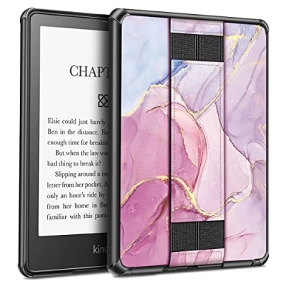 Bild av Fintie Fodral för 6,8 tum Kindle Paperwhite (11:a generationen 2021) och Signature Edition [hörnskräp] Hårt skal baksida skyddsfodral med handslinga, gloristisk marmor