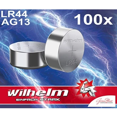 Bild av 100 x Wilhelm AG13/V13GA knappcell LR44 165 mAh 1,5 V alkaliskt 357 LR1159 bulk