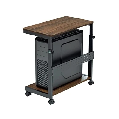 Bild av EUREKA ERGONOMIC Höjdjusterbar PC tornstativ, ATX hölje CPU hållare Cart, stativ med hjul och musdyna, valnötsfärg