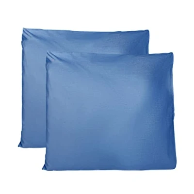Bild av Par av örngott 100% ren bomull 65x65 CM, set om 2 sängkuddsöverdrag tillverkade i Italien, kuvertstängning, enfärgade, standardstorlek Kungsblå