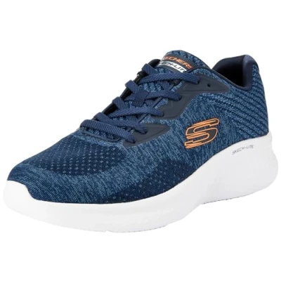 Bild av Skechers Skech lite Pro Faregrove träningsskor för män, Marinblå cirkulär stickad syntetisk orange trim, 42 EU