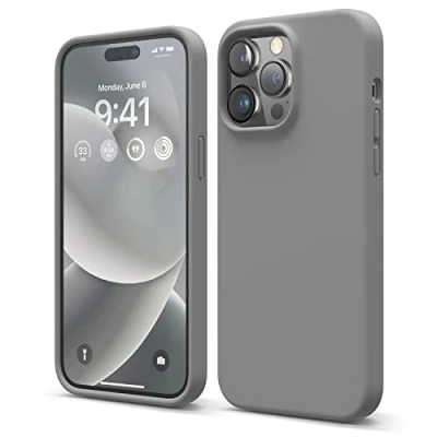 Bild av Elago Flytande silikonfodral kompatibelt med iPhone 14 Pro Max fodral (6,7 tum premiumsilikon, helkroppsskydd 4 lager stöttåligt telefonfodral, reptåligt mjukt mikrofiberfoder (mörklila)