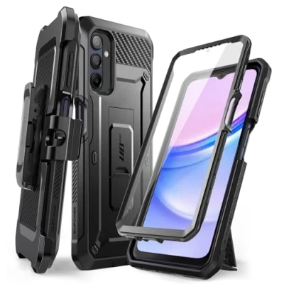 Bild av SUPCASE Unicorn Beetle Pro för Samsung Galaxy A15 fodral med skärmskydd [inbyggt stativ och bälte] [Militärt skydd] 360 heltäckande robust telefonfodral 5G (2024), svart
