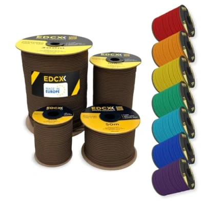 Bild av EDCX 4mm Nylon Paracord 550 100m (330 fot) Typ III, 100% nylonrep, 7 trådsrep, nylonrep i enfärgade färger (Chocolate, 100 m)