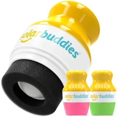 Bild av Solar Buddies Solskyddsapplikator Rosa &amp; Grön Påfyllningsbar Roll on Svampapplikator för Solskydd, Solkräm Lotion Barn, Vuxna Familjer Innehåller 100 ml