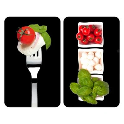 Bild av Wenko spisskyddsplatta universal caprese, 2 pack set spisskydd för alla spis, härdat glas, 30 x 52 cm, flerfärgad