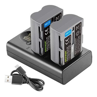 Bild av Neewer 2100mAh reservbatteri set om 2 för Nikon EN EL3e med dubbel USB laddare LCD display, kompatibel D50 D70 D70s D80 D90 D100 D200 D300 D300s D700