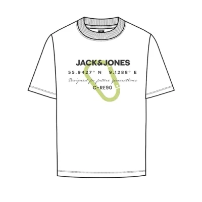 Bild av JACK&amp;JONES JCOTEXT Bomull Tee SS Crew Neck FST, Vit, M