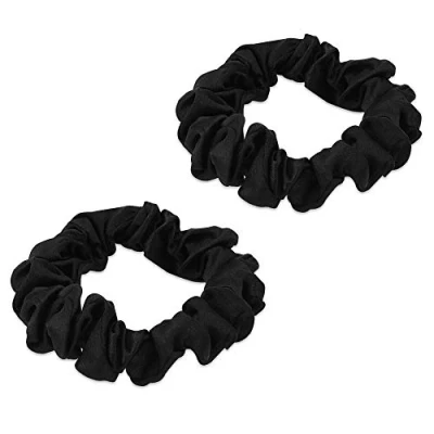 Bild av Navaris Förpackning med 2 hårsnoddar 100 % siden tunna, elastiska hårnoppor, hästsvanshållare, band, set för kvinnor, flickor, damer svart
