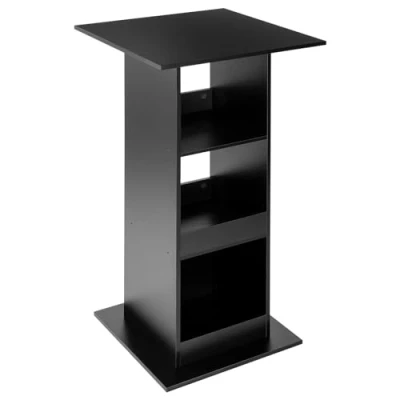 Bild av WOLTU Bbord bistrobord barbord köksbord diskbord, fyrkantigt bord med 3 hyllfack, för bar kök vardagsrum, av trämaterial, bordshöjd 112 cm, svart, BT36sz