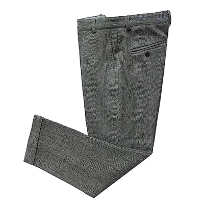 Bild av Solovedress herr vintage tweed klänning byxor fiskben normal passform affärskostym byxor, GRÅ, 32W x 32L