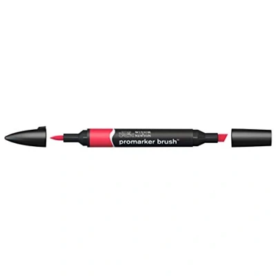 Bild av Winsor &amp; Newton 0204209 penselmärkpennor (för ritningar, kalligrafi, design och layouter, randfri ritning med kil penselspets) röd