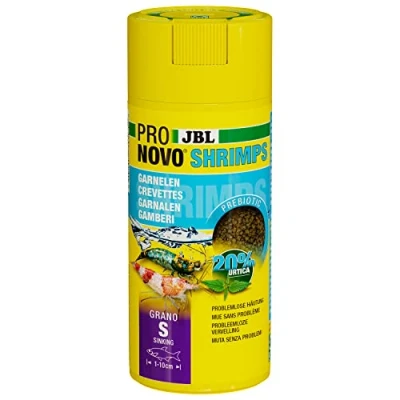 Bild av JBL PRONOVO SHRIMPS GRANO, huvudfoder för räkor från 120 cm, fiskfodergranulat, klickdispenser, storlek S, 250 ml
