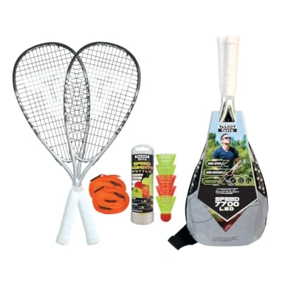 Bild av Talbot Torro Speed Badminton Set 7700 LED, 2 kraftfulla grafitkompositracketter, 5 vindstabila bollar inklusive LED för spel i mörkret, inkl. Court linjesystem, 490127