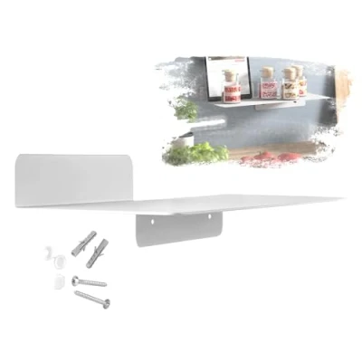 Bild av SOTECH Design vägghylla HOVER I 350 x 130 78 mm vit, väggmonterad, hängande hylla inkl. fixeringsset för badrum, kök eller vardagsrum