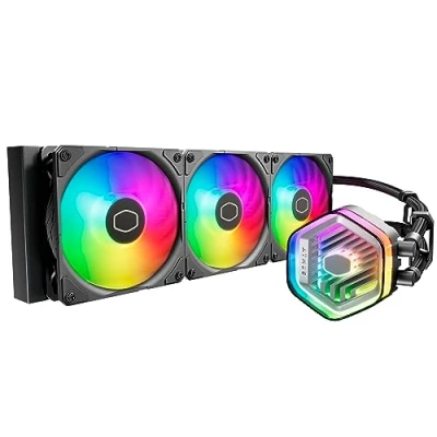 Bild av Cooler Master MasterLiquid Atmos 360 Black CPU Vätskekylare AIO Vattenkylning, Dubbelkammarpump, Förinstallerade Sickleflow 120 Edge Fläktar, Addresserbar Gen 2 RGB, LGA1700 &amp; AM5 Kompatibel Svart