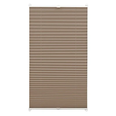 Bild av Deco Company plisségardin att klämma fast, ogenomskinlig plisserad rullgardin, Alla monteringsdelar ingår, EASYFIX fastspänd med 2 manöverskenor, taupe, 50 x 130 cm (BxH)
