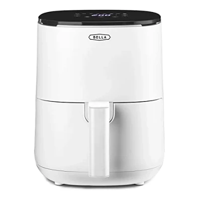 Bild av BELLA 3 L digital luftfritös, multifunktionell 5 i 1 med galler och non stick korg, avtagbar diskmaskinssäker, 1400 watt, matt vit