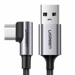 Bild av Ugreen USB till C QC3.0 kabel med vinkel 2m Svart vävd