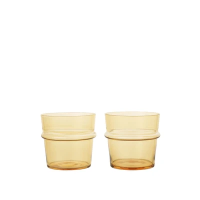 Bild av Ferm Living Boya Low Glasses Glas Set of 2 Yellow W8.8 x D8.8 H8 cm