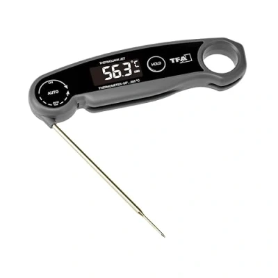 Bild av TFA Dostmann Digital grilltermometer Thermo Jack Jet, 30.1069, kötttermometer, kökstermometer, punkteringstermometer, kärntemperatur, BBQ, uppladdningsbar via USB, tvättbar, grå