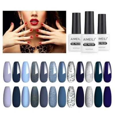 Bild av AIMEILI Gel nagellack Set, 8 ml 12 färger Blötlägg av UV LED Nagel konst Polish Gift Kit 13