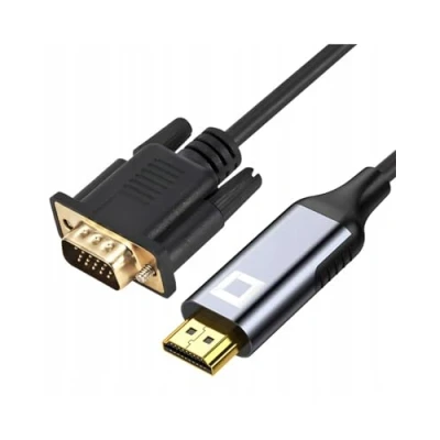 Bild av CO2 HDMI till VGA D SUB 2K/60Hz, Full HD 1080p, Plug &amp; Play, guldpläterad, enkelriktad adapter, konverterare, kompatibel med bärbara datorer, bildskärmar, projektorer, aluminium rymdgrå (1m)