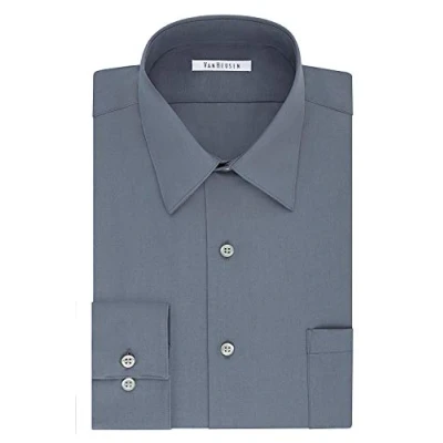 Bild av Van Heusen stor klädskjorta för män, hög passform, poplin, klassisk skjorta, GRÅ
