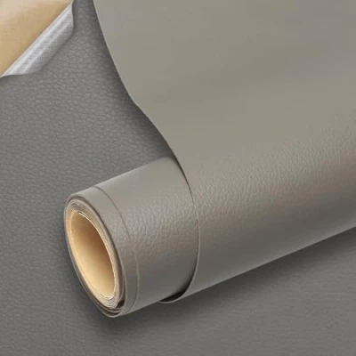 Bild av Konstläder självhäftande, läderlapp 60 x 300 cm läder reparation lapp PU reparationsband för soffor, handväskor, jackor, bilstolar, möbler (grå)