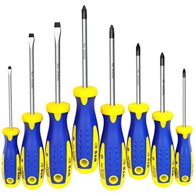 Bild av S&amp;R skruvmejsel set 8 delar magnetisk, Phillips PH PZ, spår SL, Power Form set, anpassat Ergo handtag, professionell kvalitet, S2 specialstål blad höglegerad