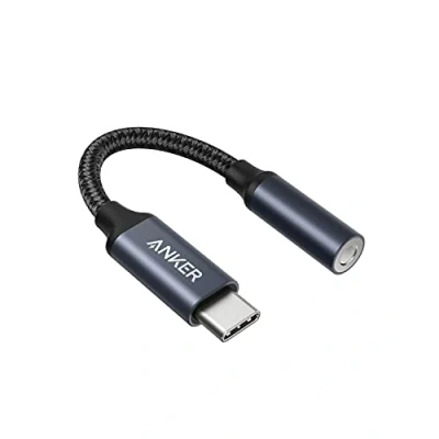 Bild av Anker USB C till 3,5 mm ljudadapter honkontakt, nylonkabel, kompatibel med Samsung S20/S20+/S20 Ultra, Pixel 4/ + 4XL och mer