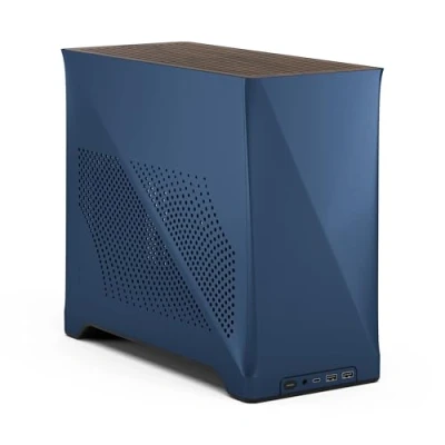 Bild av Fractal Design Era 2 ITX Datorchassi Midnight Blue Anodiserat aluminium, Toppanel i massivt valnötsträ, Stödjer 3 slot GPU, PCIe 4.0 riserkabel ingår