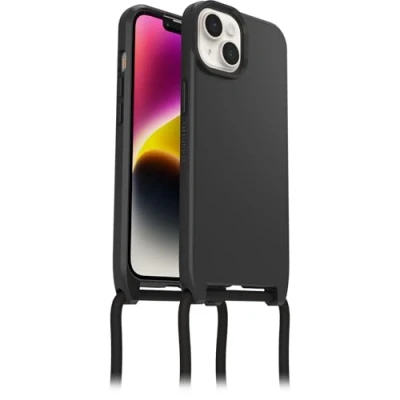 Bild av OtterBox React Necklace Case med MagSafe för iPhone 14, ultratunnt, skyddande skal justerbart och avtagtart halsband, testad till militärstandard, Svart